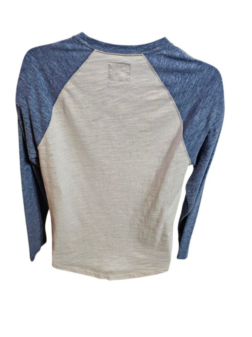 Abercrombie & Fitch Mens Medium Raglan Cream Blue Slub Graphic Tee Archival Prep - Picture 3 of 6